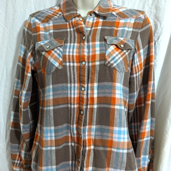 Mossimo Supply Co Flannel Pearl Snap Shirt M - Picture 4 of 7